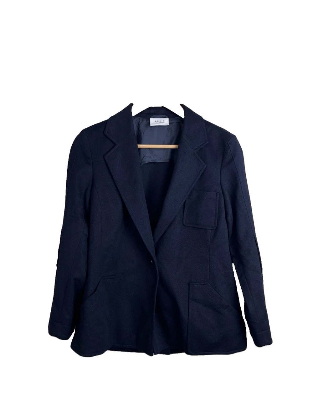 Akris Punto Navy Blue Black Jacket 6 Blazer Long Sleeve Career Women’s